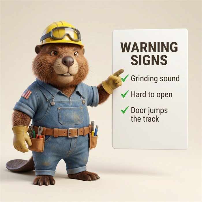 Speedy pointing at a list of warning signs your sliding door needs repair
